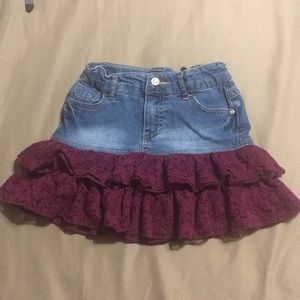*5 for $15* Girls denim and lace skirt used